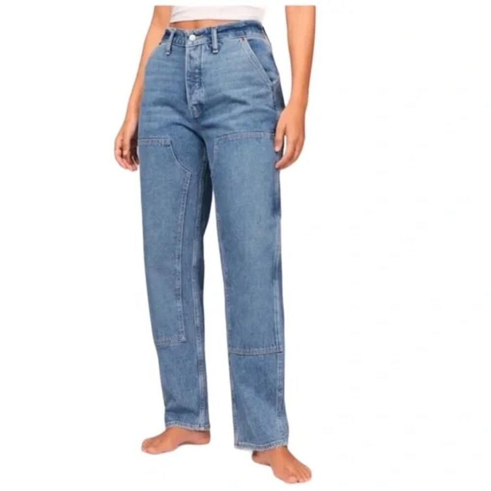 Abercrombie & Fitch Medium Wash Curve Love Dad High Rise Jeans Womens 27/4R